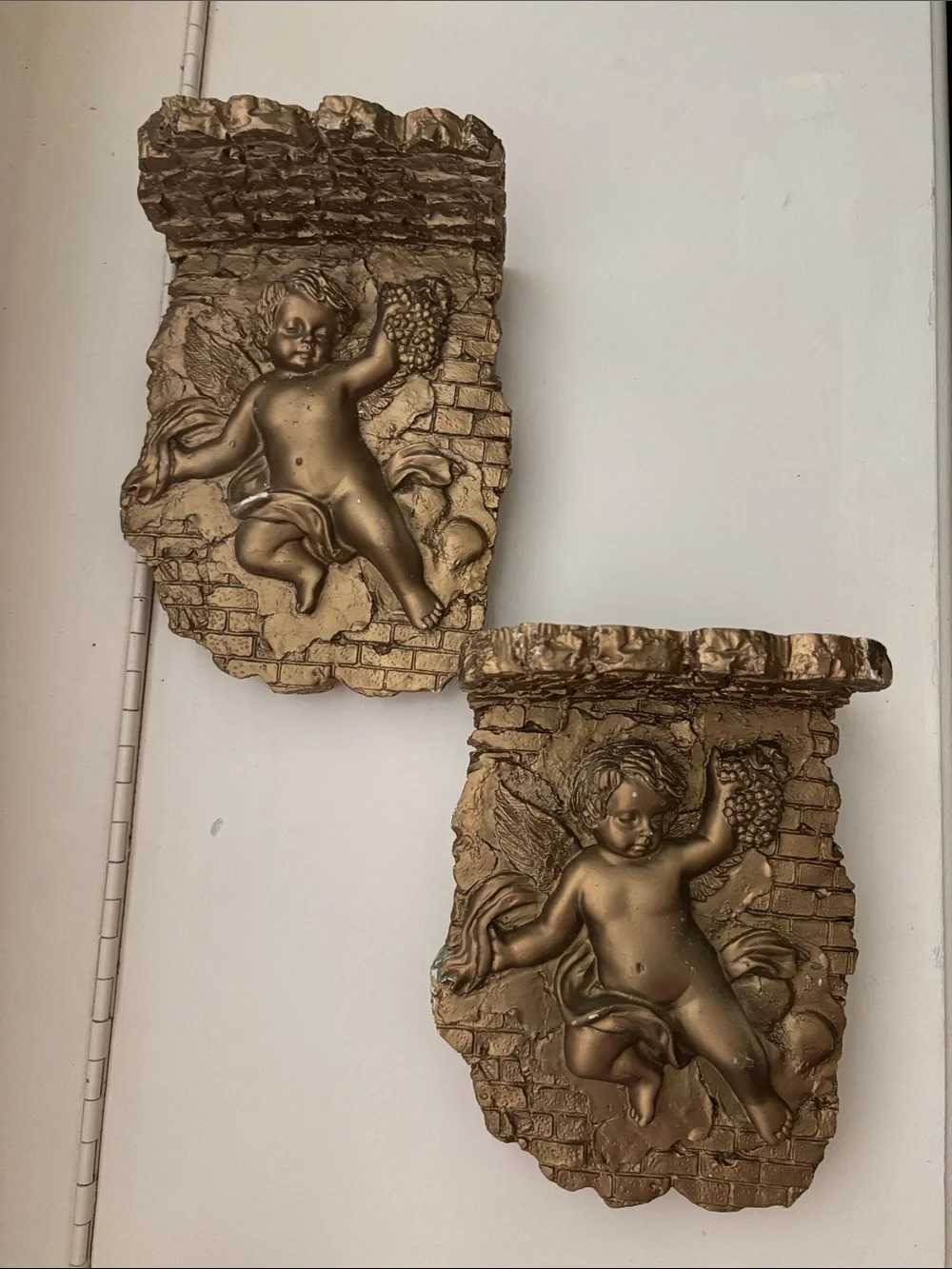 Gold Cherub Wall Sconce Shelves - Decorative Home Wall Decor